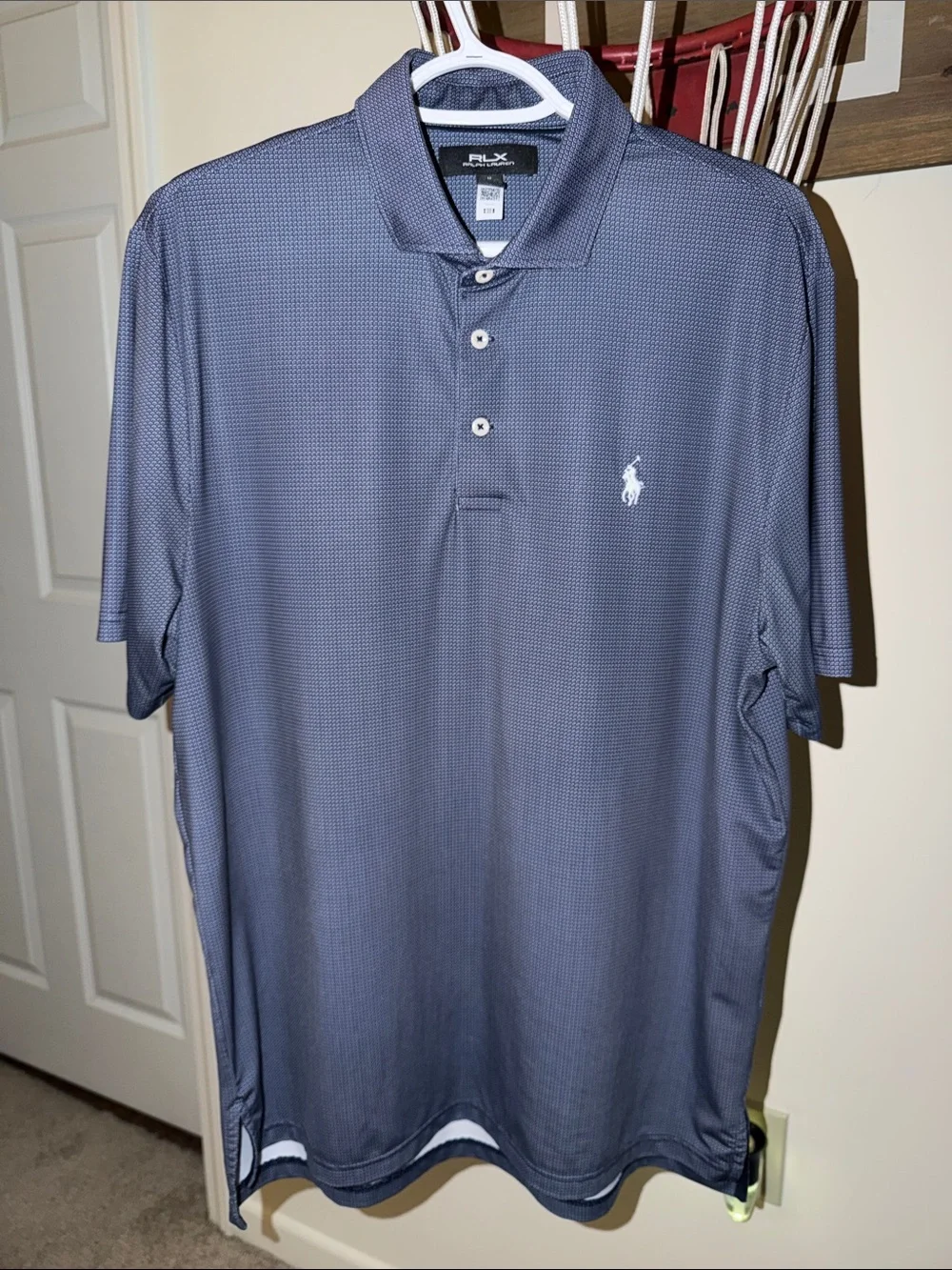 2025 Ralph Lauren RLX Patterned Polo (Navy) - Size M